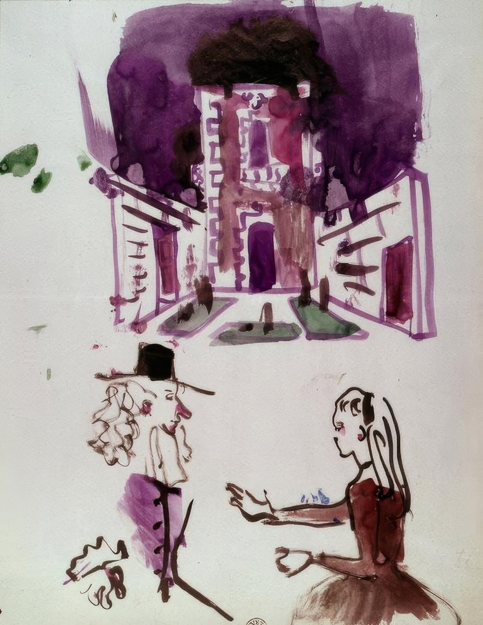 Scéna a figurky Dorante a Angelika od Christian Bérard