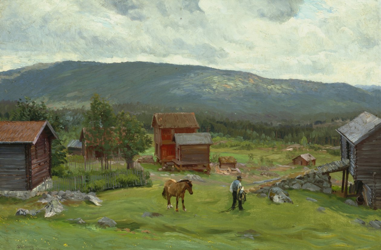 Muž na pastvině, Hiaasen, červen 1893 (olej na plátně) od Christian Eriksen Skredsvig
