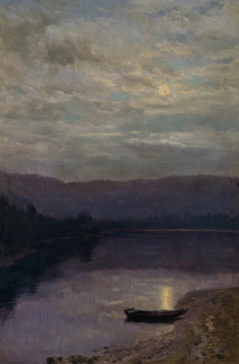 Moon Rise by the Solevatne (olej na plátně) od Christian Eriksen Skredsvig