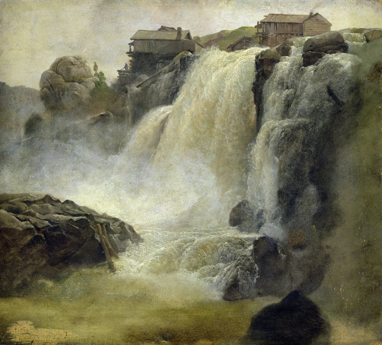 Haugfoss v Norsku, 1827 (olej na papíře na palubě) od Christian Ernst Bernhard Morgenstern