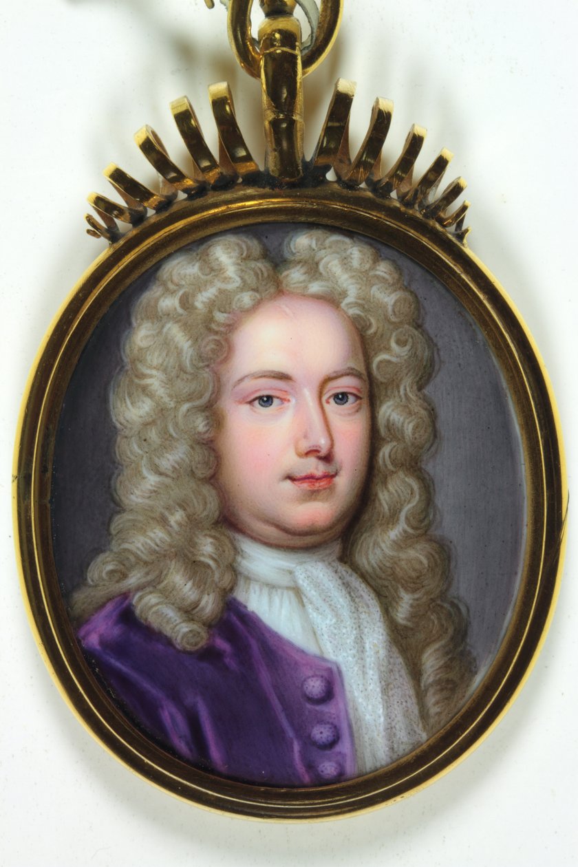 Gentleman jménem Joseph Addison (smalt) od Christian Friedrich (cicle of) Zincke