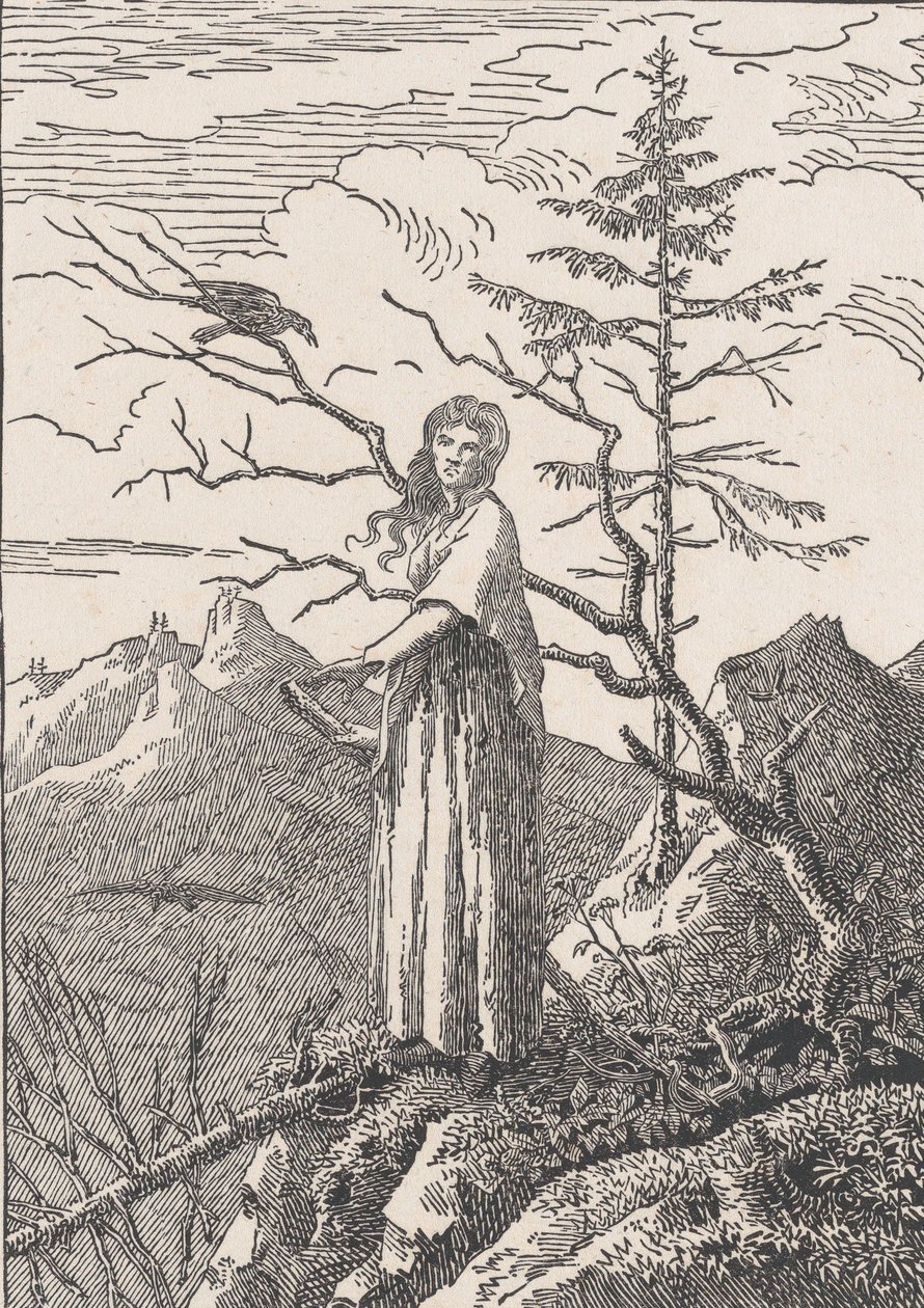 Žena s havranem Žena s havranem na propasti, pravděpodobně 1803. od Christian Friedrich