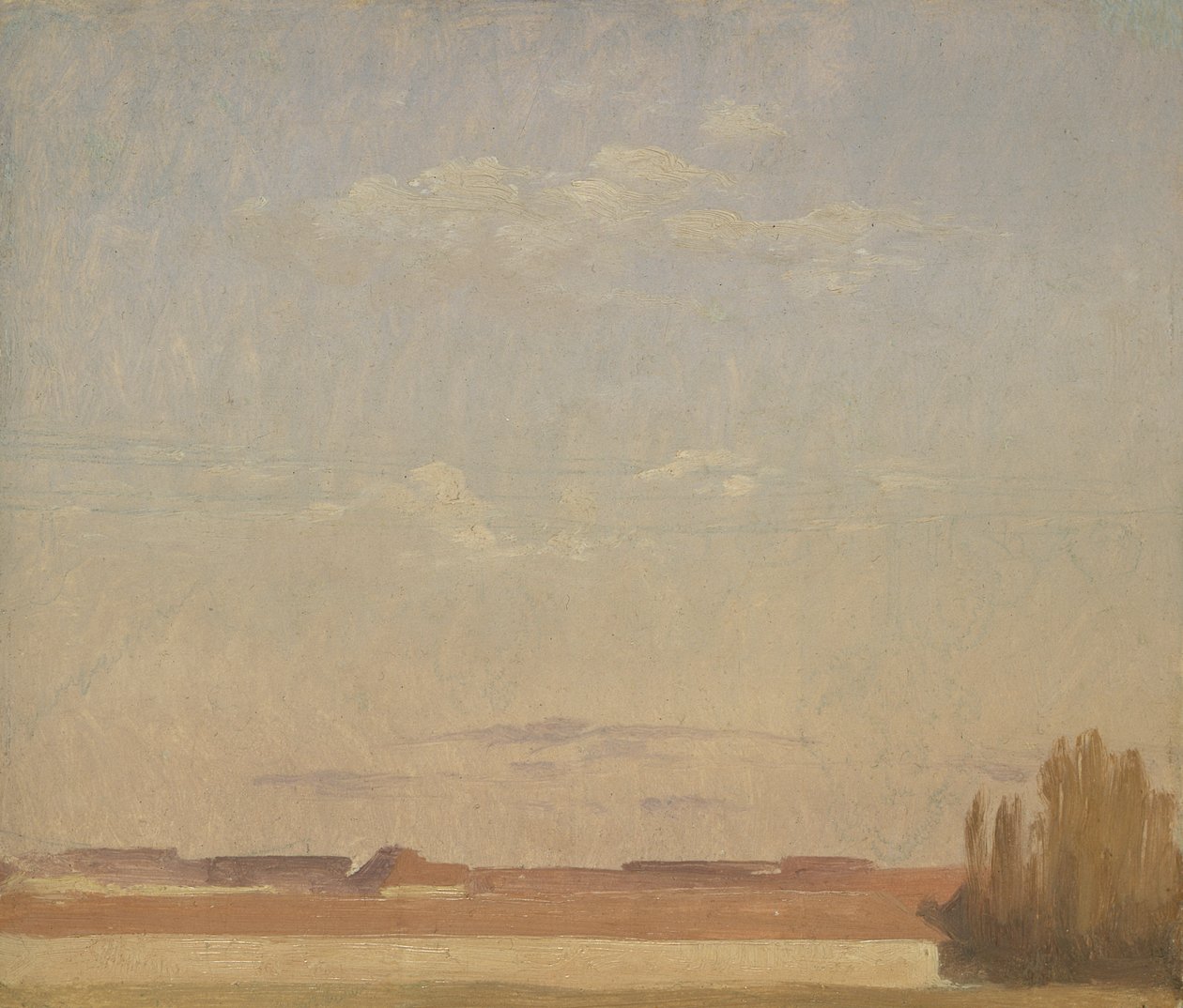 Pohled na střechy drážďanského předměstí (olej na papíře připevněné na plátně) od Christian Friedrich Gille