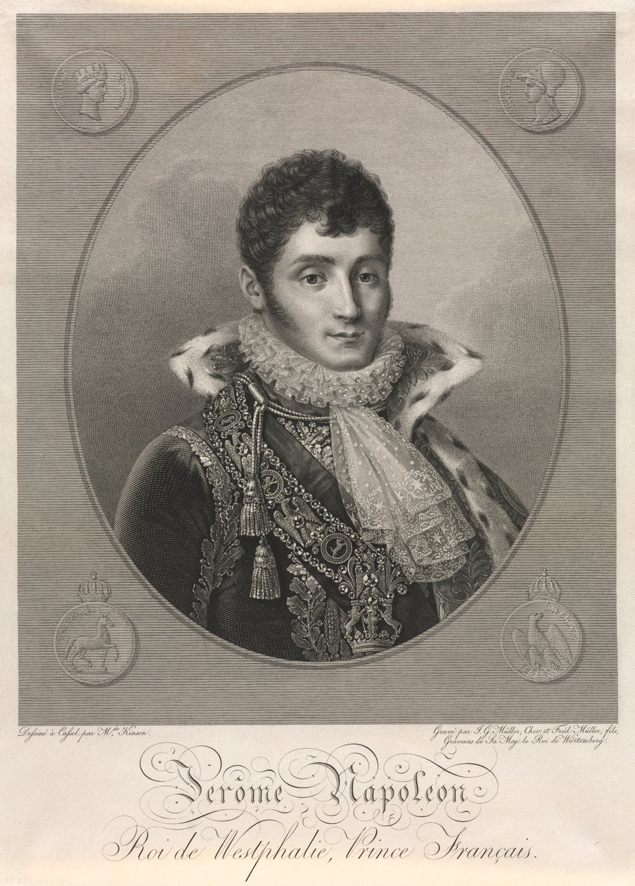Jerome Napoleon, vestfálský král, francouzský princ. od Christian Friedrich Muller