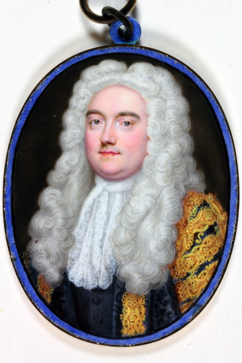 John Verney Master Of The Rolls, 1739 (smalt) od Christian Friedrich Zincke