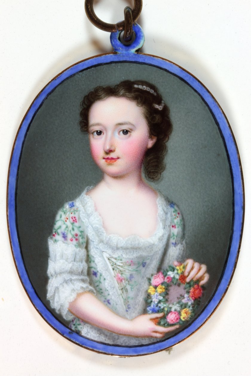 Lady Elizabeth Cavendish Bentinck, později vikomtesa Weymouth a markýza z Bath (smalt) od Christian Friedrich Zincke