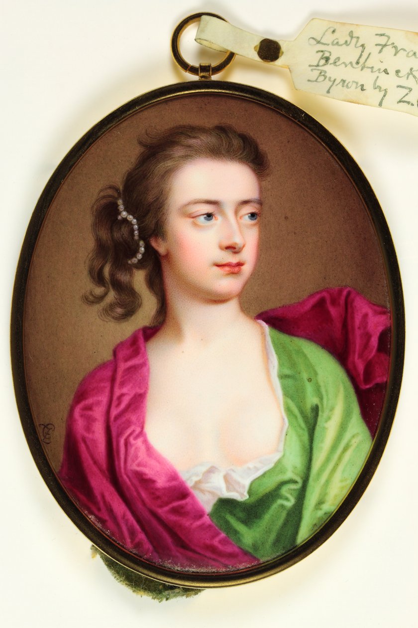 Lady Frances Wilhelmina Bentinck, Lady Byron (smalt) od Christian Friedrich Zincke
