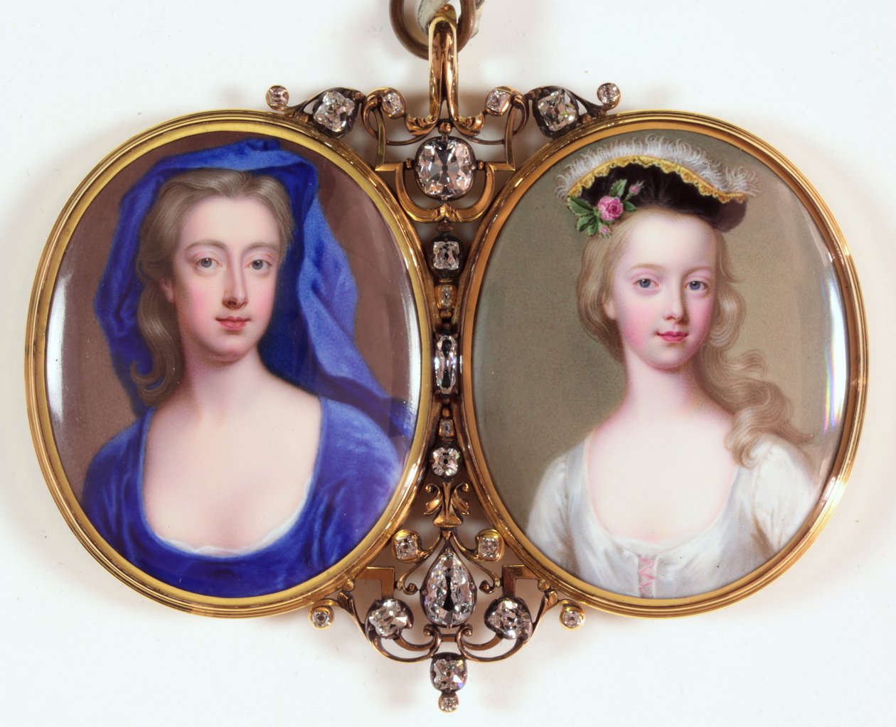 Lady Henrietta Cavendish Holles Harley a její dcera Margaret (smalt) (viz také 3076141) od Christian Friedrich Zincke