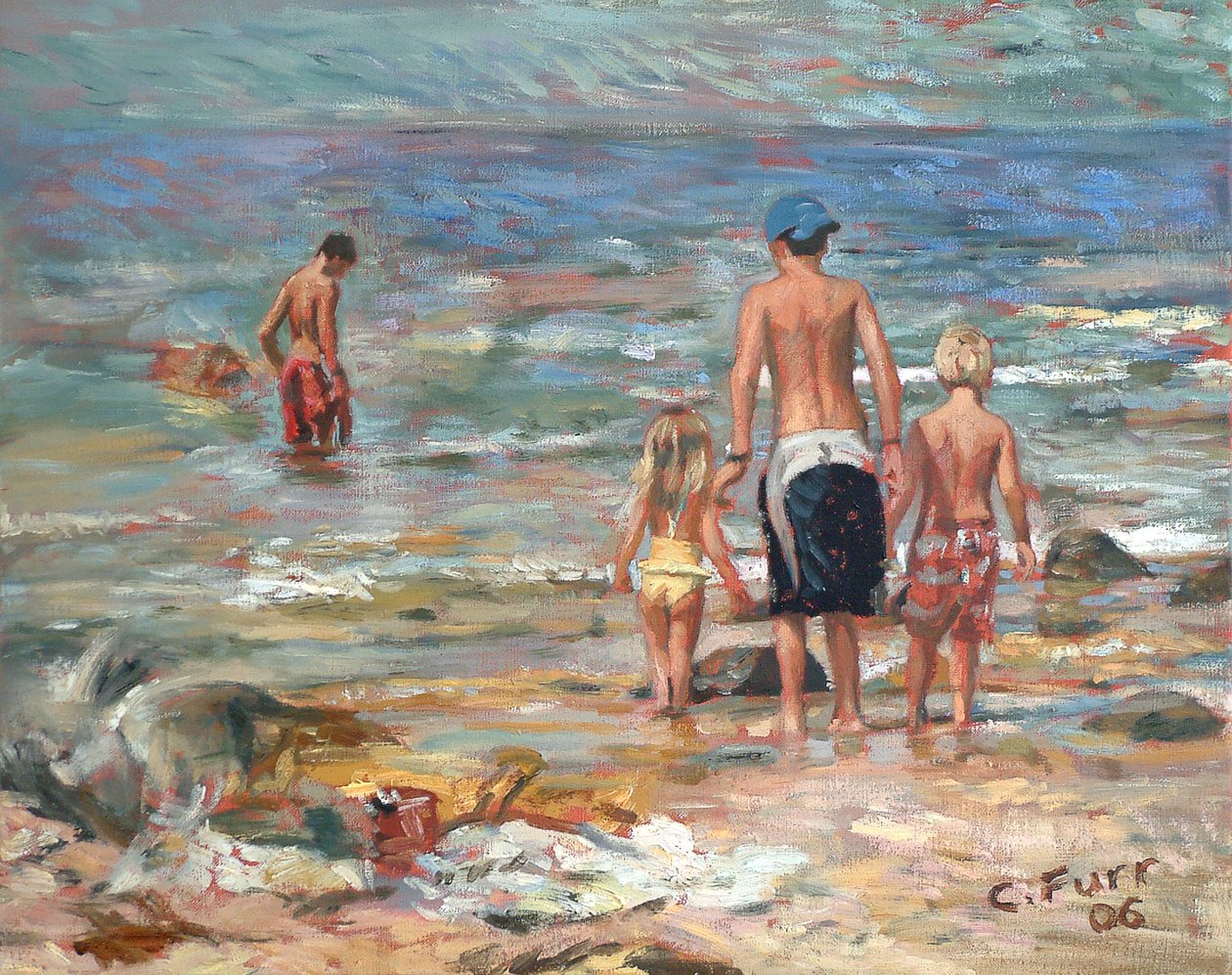 Plážová scéna, 2006 (olej na plátně) od Christian Furr