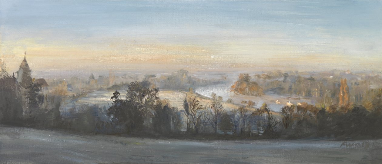 Modré nedělní zimní ráno - Richmond Hill, 2013 (olej na plátně) od Christian Furr