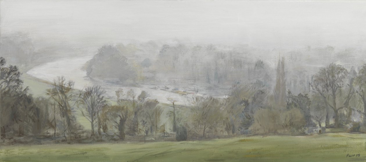 V mlze (stříbrná) - Temže z Richmond Hill, mlhy, 2015 (olej na plátně) od Christian Furr
