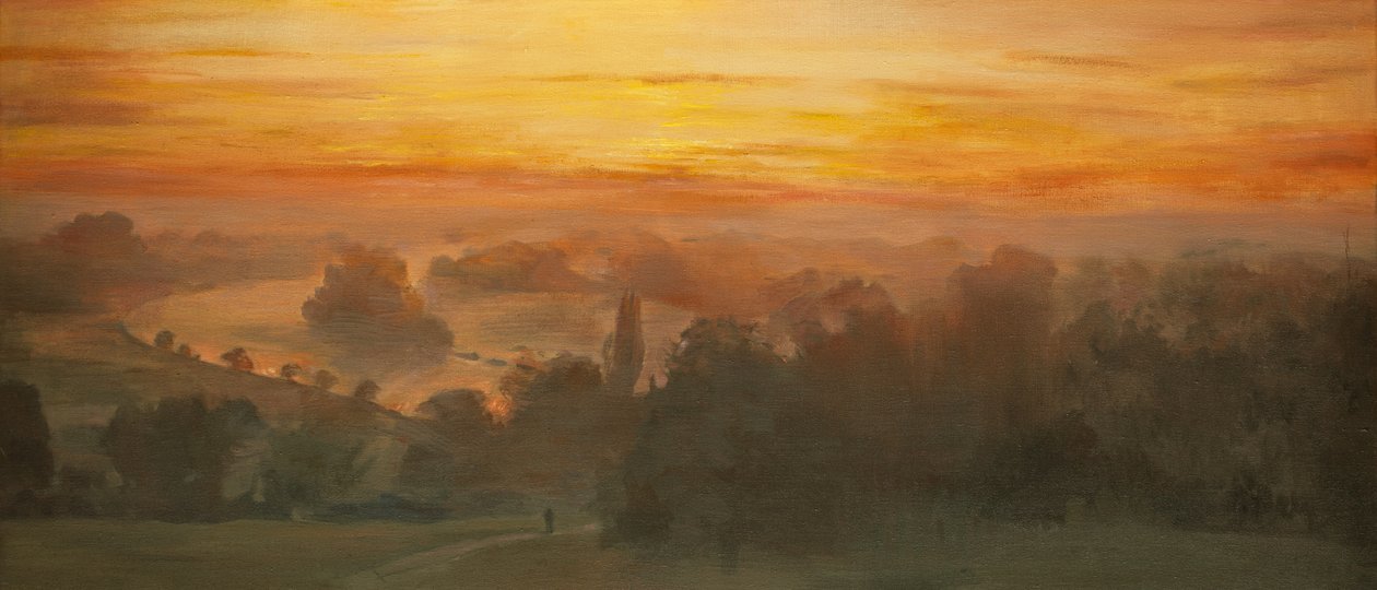 Oranžové nebe - Temže z Richmond Hill, západ slunce, 2012 (olej na plátně) od Christian Furr