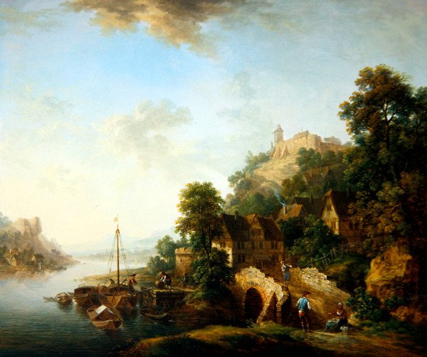 Pohled na vesnici Braubach (olej na mědi) od Christian Georg I Schutz