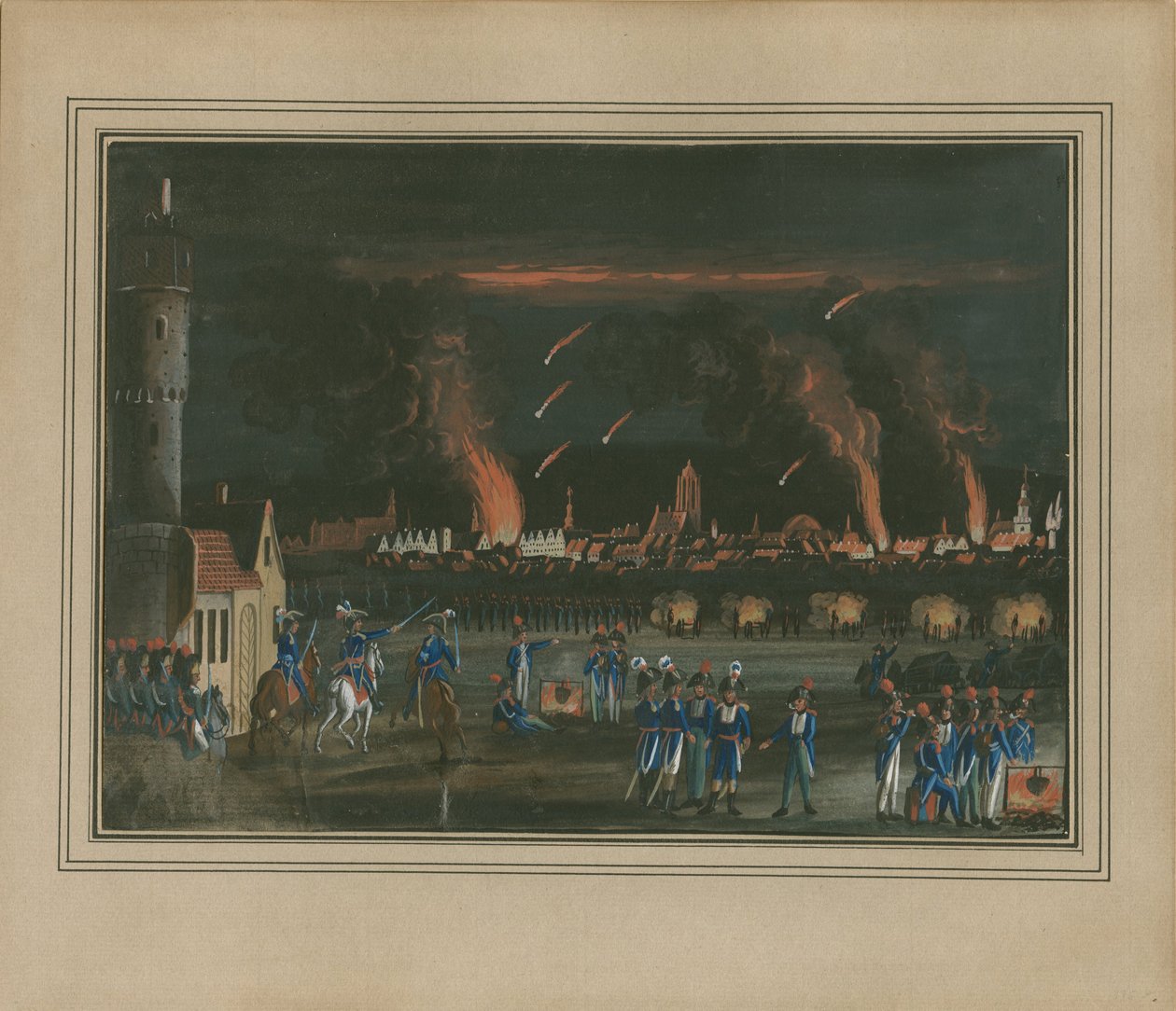 Bombardování Frankfurtu nad Mohanem francouzskou armádou, 13. července 1796 od Christian Georg Schütz the Younger