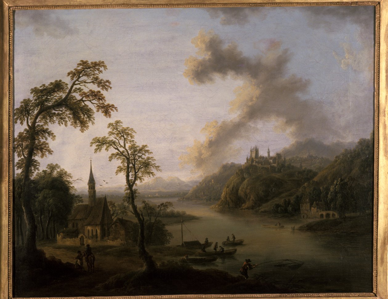 Říční krajina od Christian Georg the Elder Schuetz