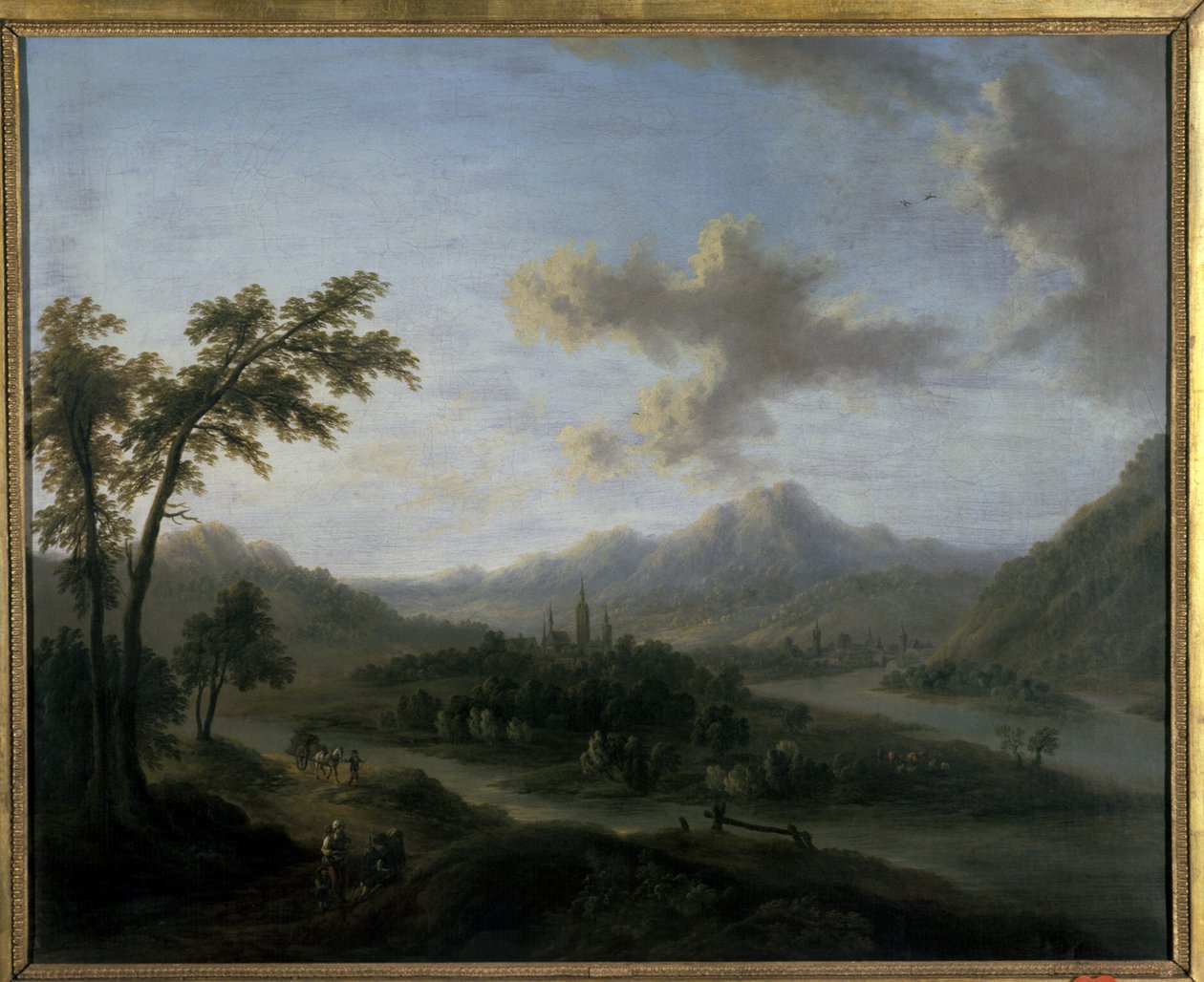 Říční krajina od Christian Georg the Elder Schuetz
