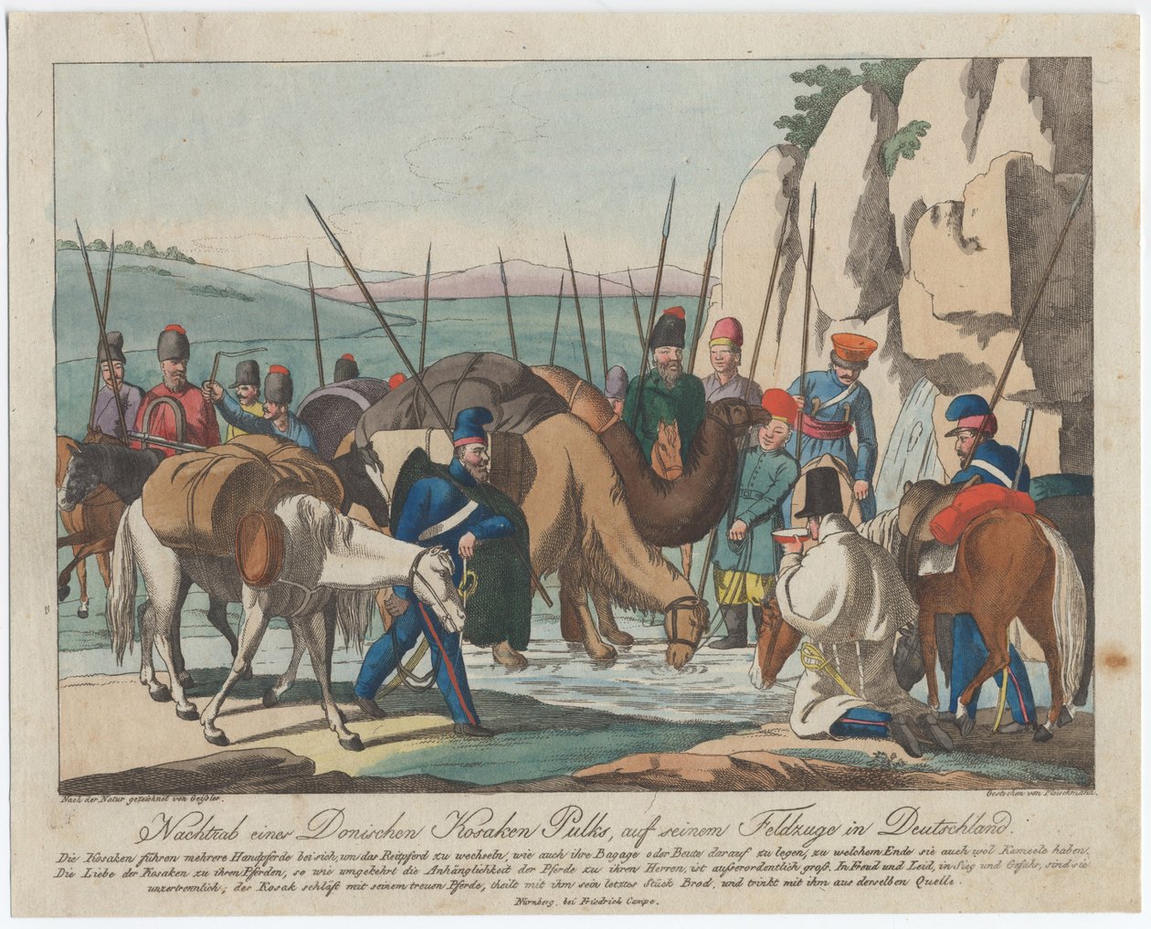 Donští kozáci odpočívající v Německu, cca 1814 od Christian Gottfried Heinrich Geissler