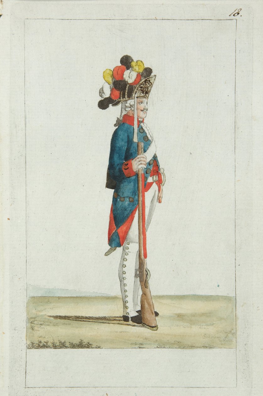 Granátník Preobraženského pluku, 1793 od Christian Gottfried Heinrich Geissler