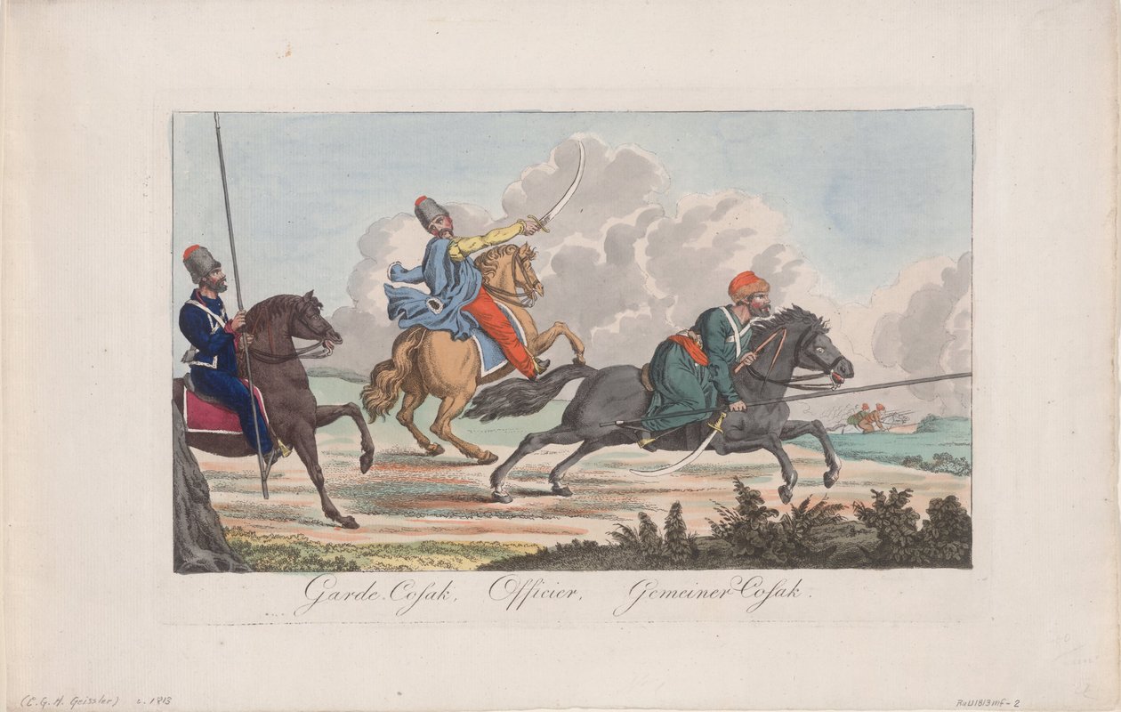 Záchranáři kozák, důstojník a kozák od Christian Gottfried Heinrich Geissler