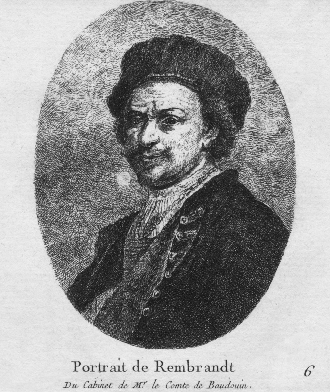 Portrét Rembrandta - z kabinetu pana le Comte de Baudouin, c1770 od Christian Gottfried Schultze