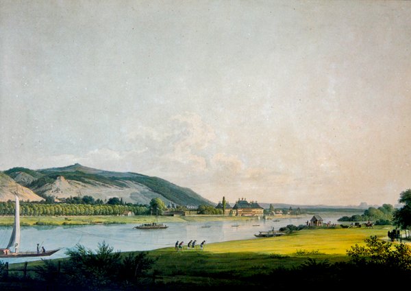 Pillnitz a okolí, u Drážďan (barevná rytina) od Christian Gottlob Hammer
