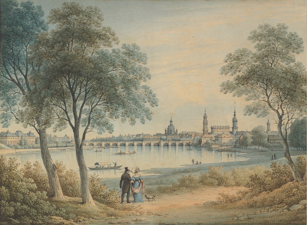 Pohled na Drážďany od západu, 1833. od Christian Gottlob Hammer