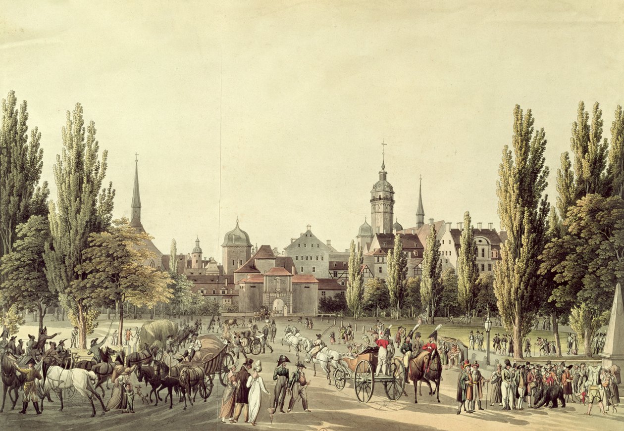 Pohled na Lipsko od brány Grimma od Christian Gottlob Hammer