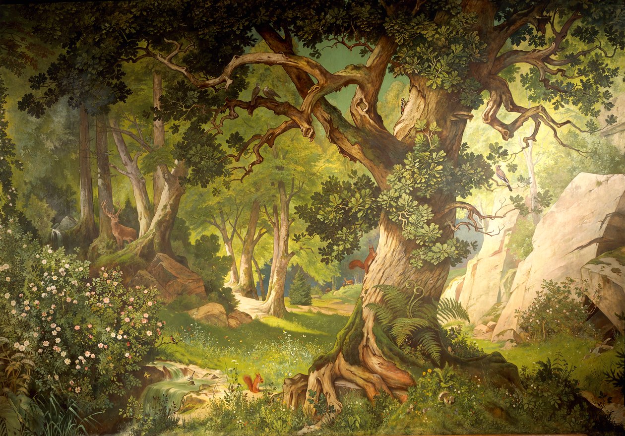 Zahrada kouzelníka Klingsora, z cyklu Parzival, Velká hudební místnost, kolem 1883-84 (nástěnná malba) od Christian Jank