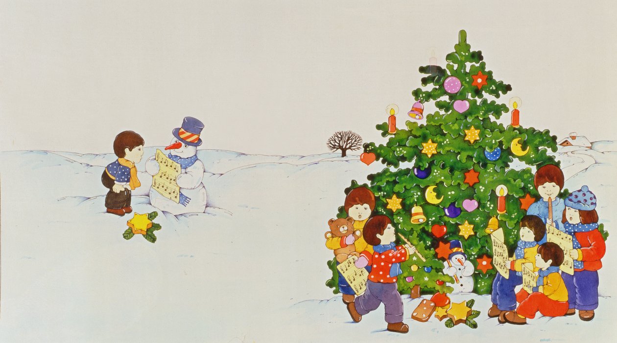 Carol Singers před vánočním stromem od Christian Kaempf