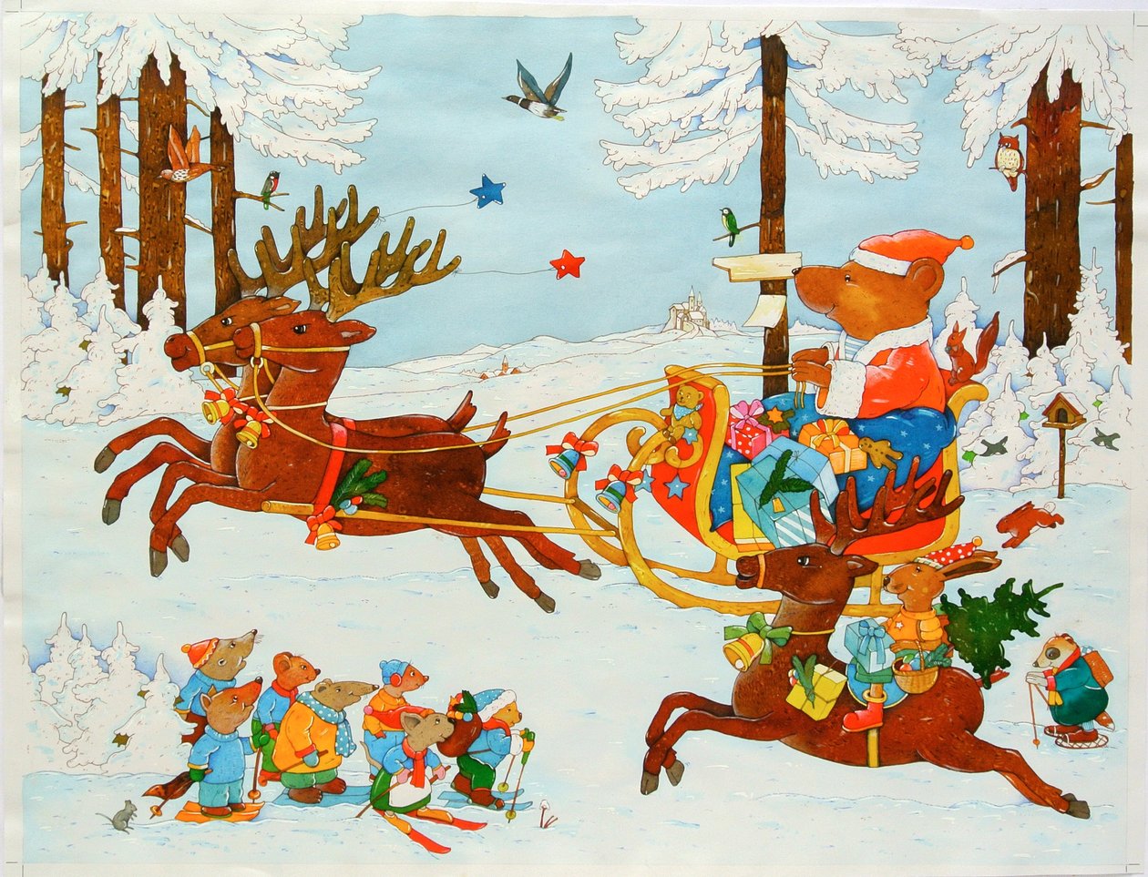 Vánoční medvěd, 2011 (akvarel na papíře) od Christian Kaempf