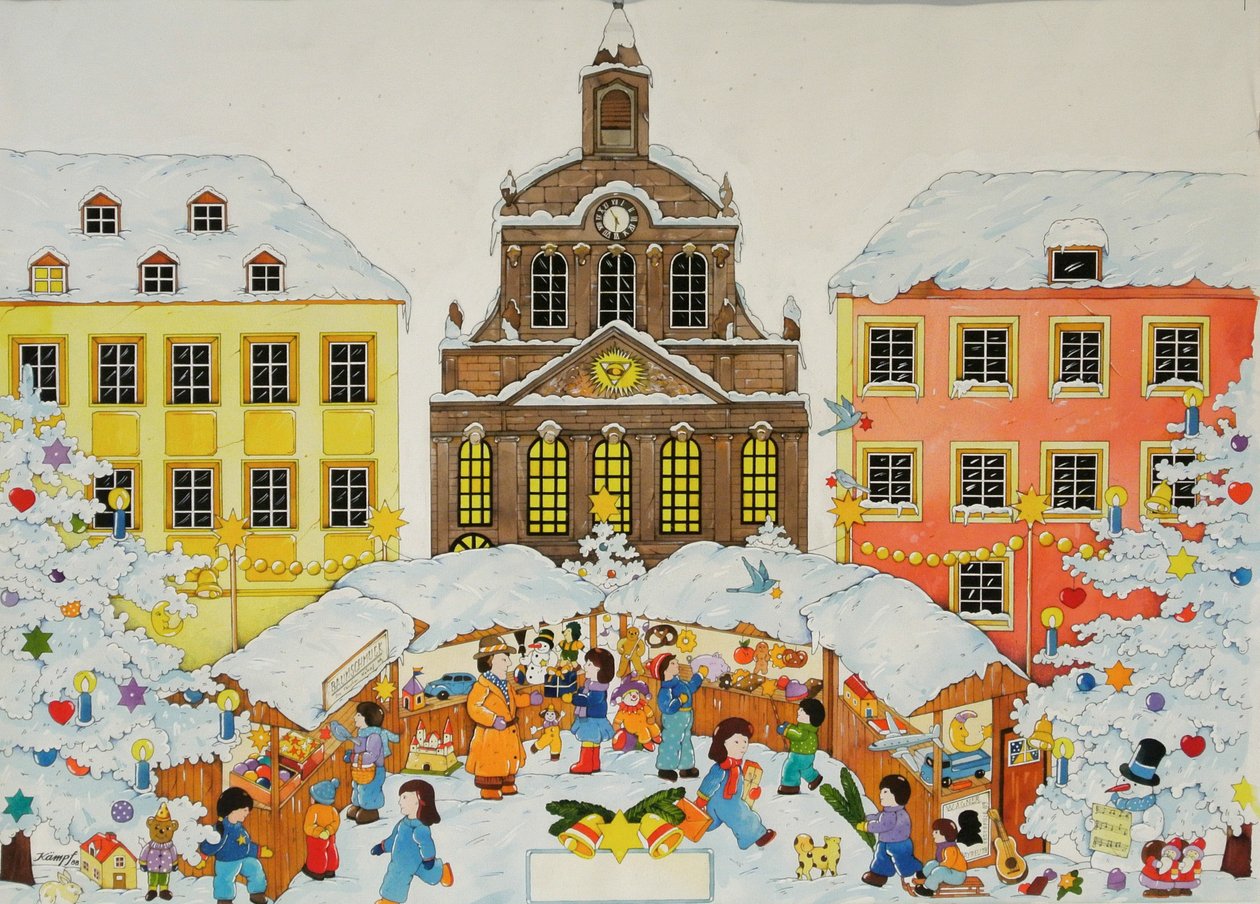 Vánoční trh, 2001 (akvarel na papíře) od Christian Kaempf