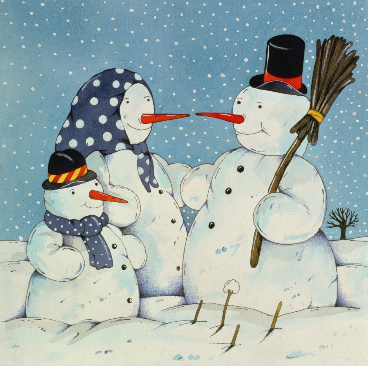 The Snowman Family, 1997 (wc na papíře) od Christian Kaempf