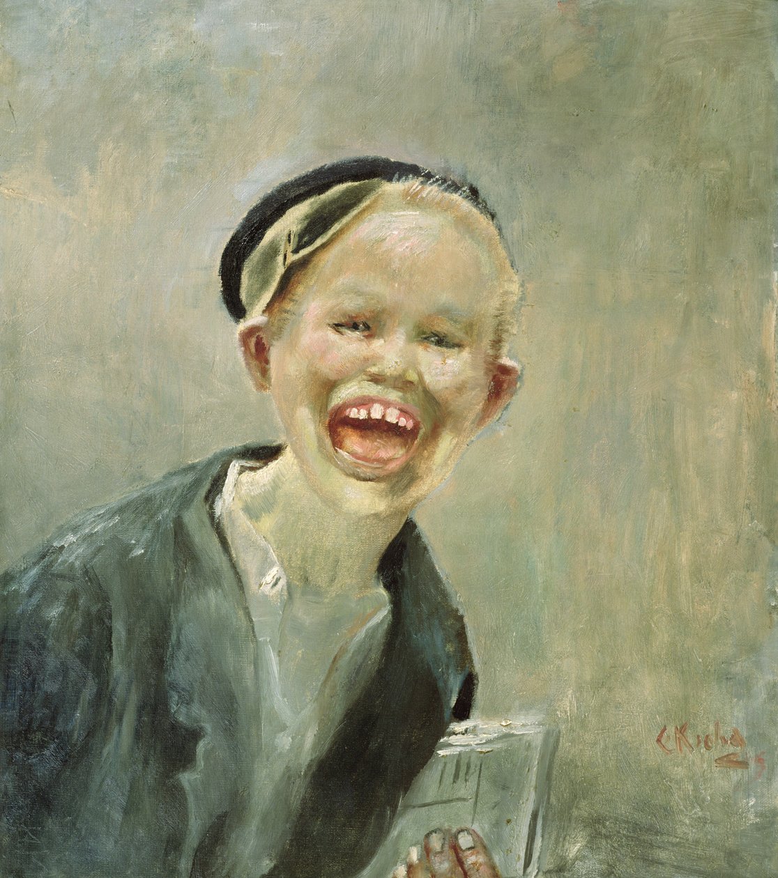 Chlapec z novin (olej na plátně) od Christian Krohg