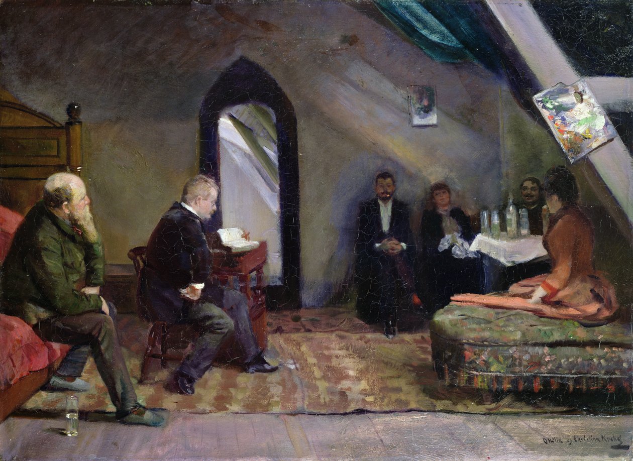 Čtení ve studiu od Christian Krohg