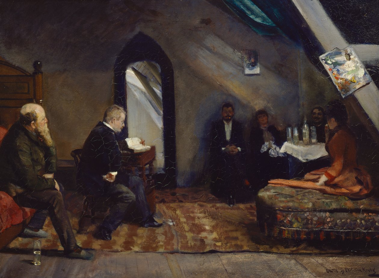 Čtení ve studiu od Christian Krohg