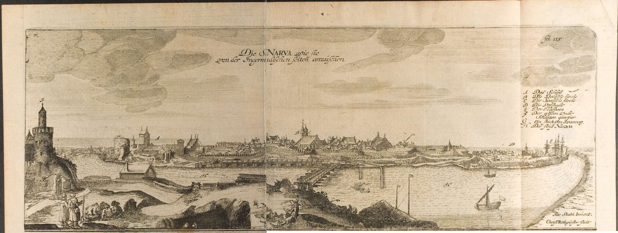 Ilustrace Narva z Cesty k velkému vévodovi z Muscovy a perskému králi od Adama Oleara od Christian Lorenzen Rothgiesser