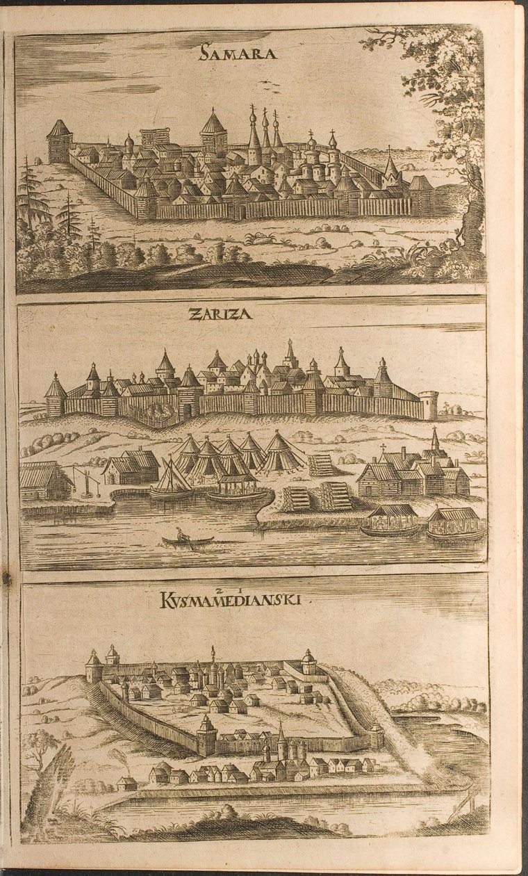 Ilustrace Samara, Caricyn a Kozmodemjansk z Cest k velkému vévodovi z Muscova a od Christian Lorenzen Rothgiesser