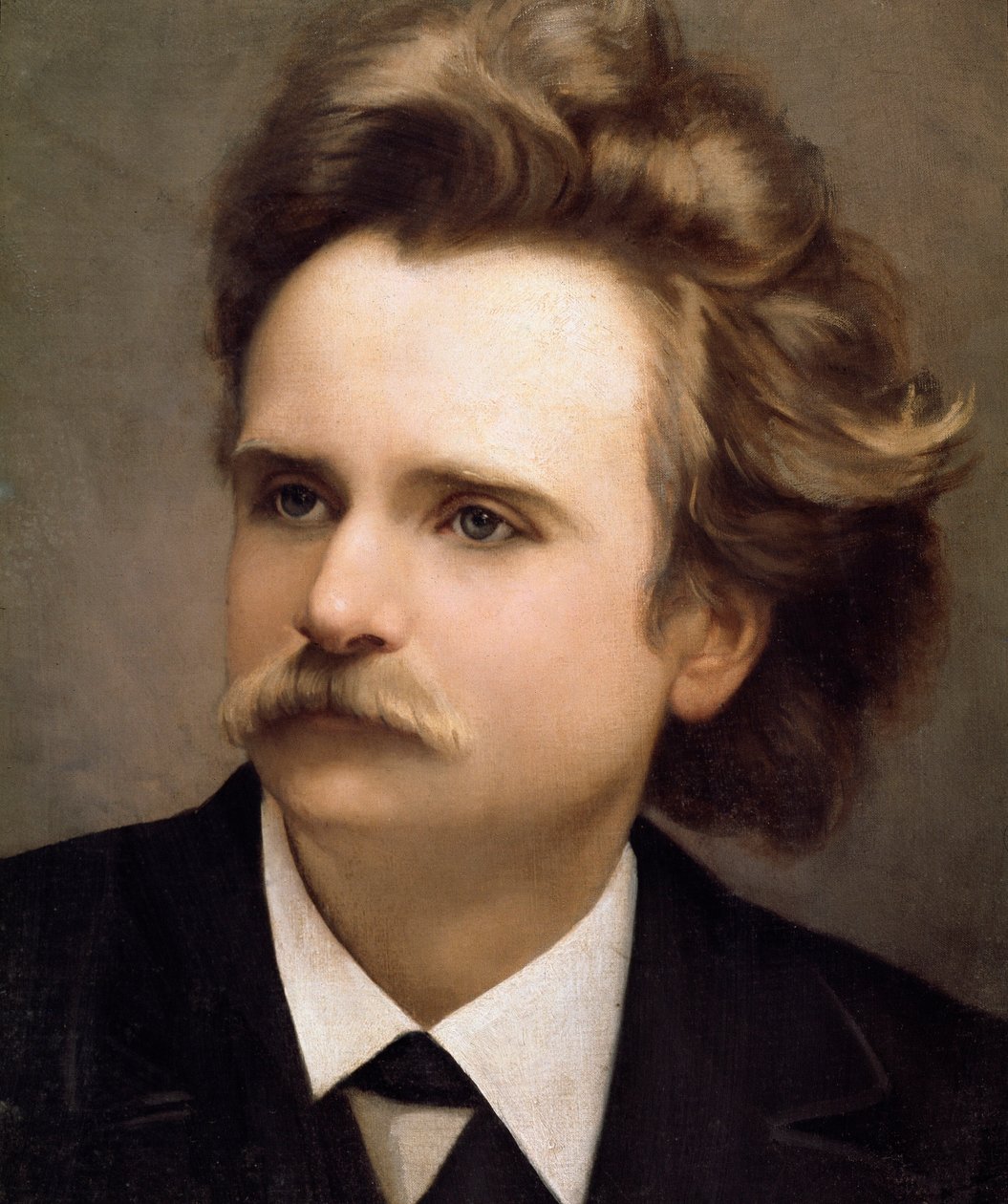 Portrét norského skladatele Edouarda Hagerupa Griega (1843-1907) Detail. Obraz C.M. Ross (19. století). Neapolská hudební konzervatoř San Pietro a Majella od Christian Meyer Ross