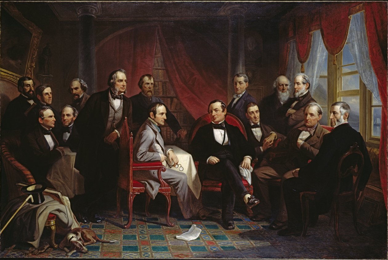 Washington Irving a jeho literární přátelé v Sunnyside od Christian Schussele