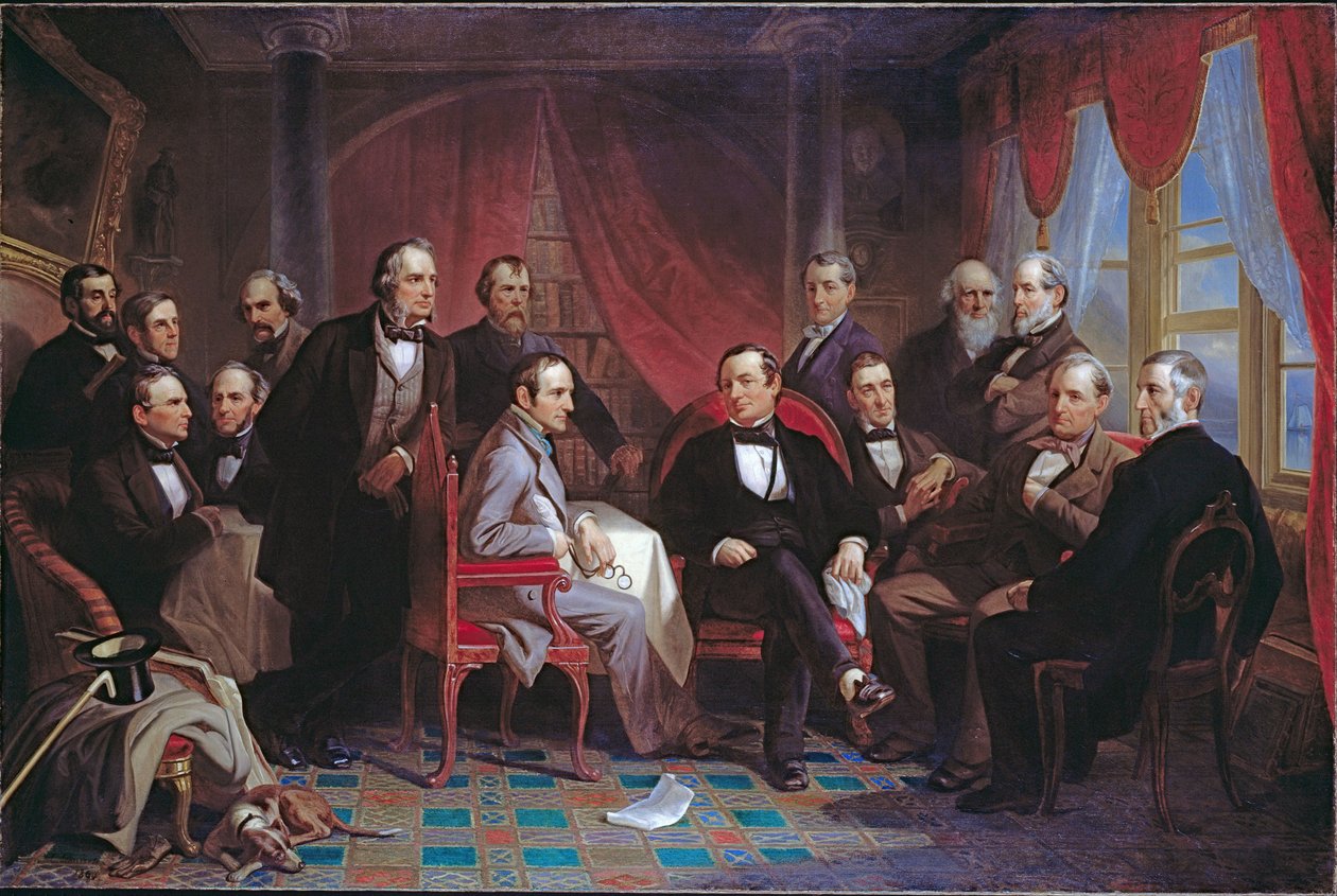 Washington Irving a jeho literární přátelé v Sunnyside od Christian Schussele
