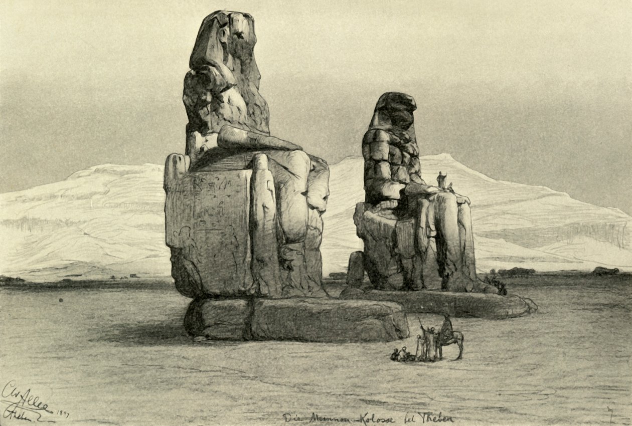 Memnonovy kolosy v Thébách, Egypt, 1898. od Christian Wilhelm Allers
