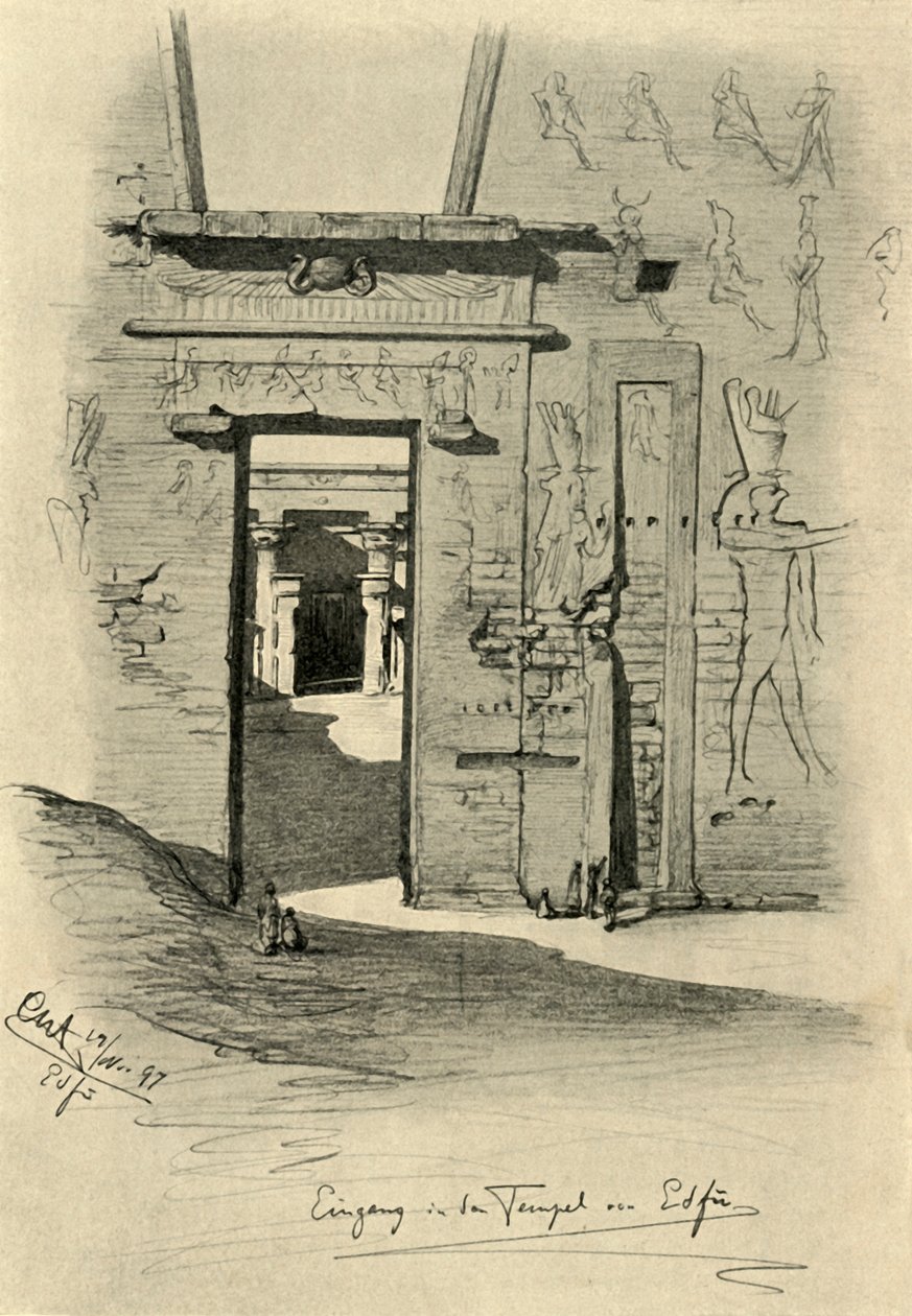 Vchod do chrámu v Edfu, Egypt, 1898. od Christian Wilhelm Allers