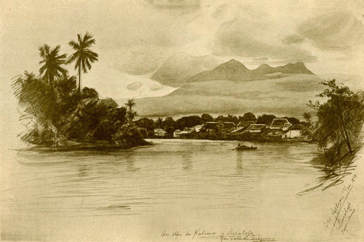 Řeka Kali Mas, Surubaya, Jáva, 1898. od Christian Wilhelm Allers