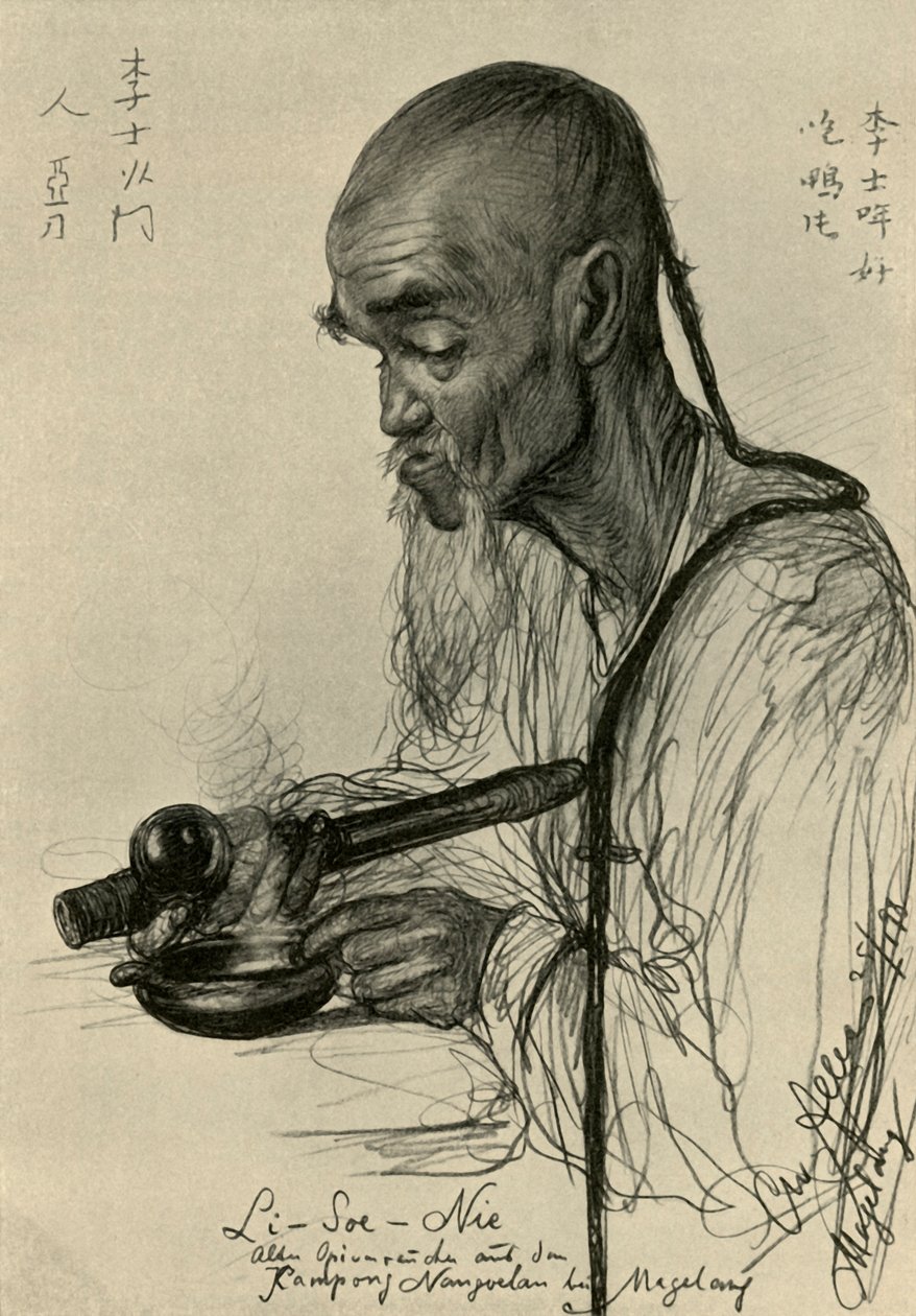 Li-Soe-Nie - muž kouřící opium, Magalang, Jáva, 1898. od Christian Wilhelm Allers