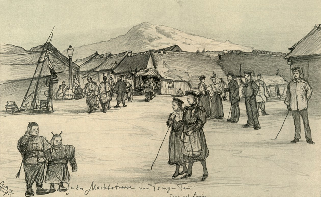 Weeping Market, Tsingtao, Čína, 1898. od Christian Wilhelm Allers