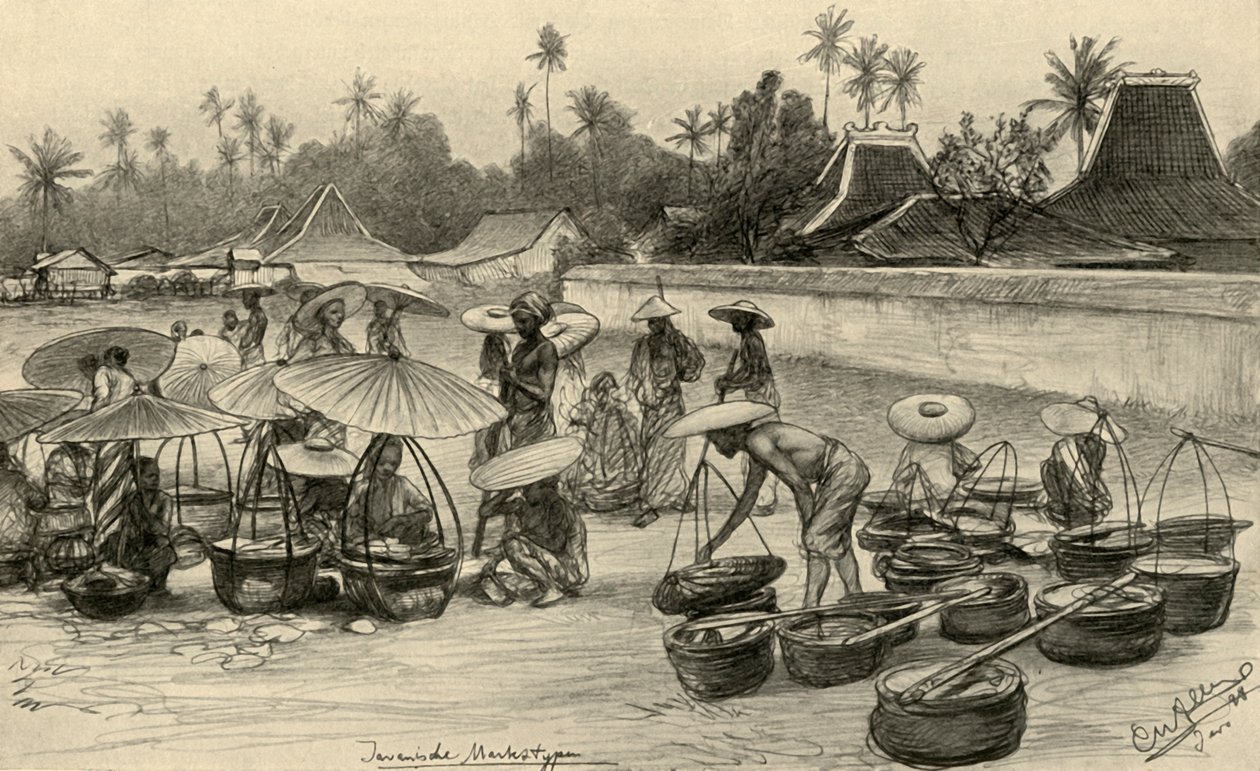 Trhová scéna, Java, 1898. od Christian Wilhelm Allers