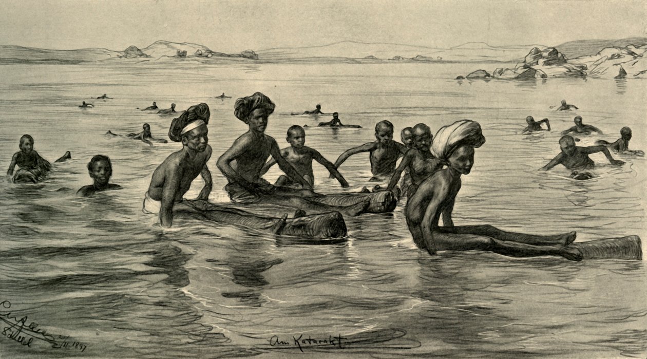 Muži v řece Nil u prvního kataraktu, Egypt, 1898. od Christian Wilhelm Allers