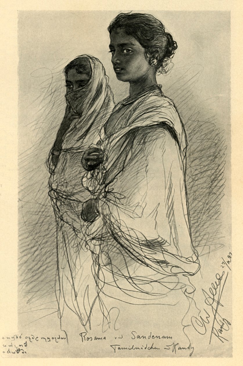 Rosama a Sandenam, tamilské dívky, Kandy, Ceylon, 1898. od Christian Wilhelm Allers