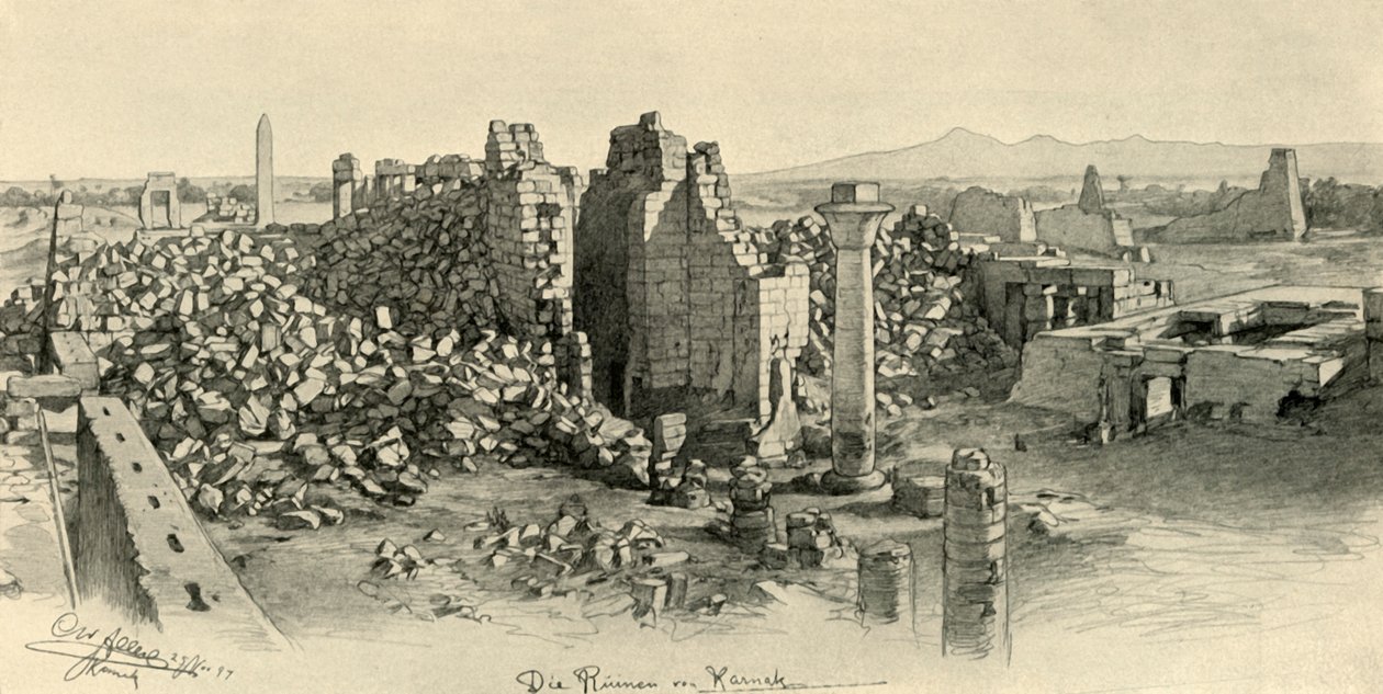 Zničené chrámy v Karnaku, Egypt, 1898. od Christian Wilhelm Allers