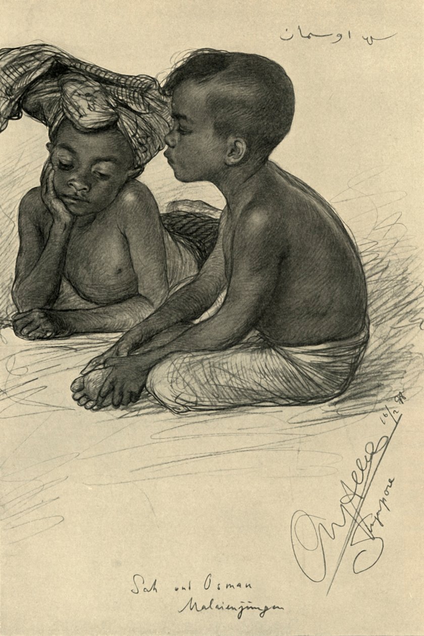 Sah a Osman, malajští chlapci, Singapur, 1898. od Christian Wilhelm Allers
